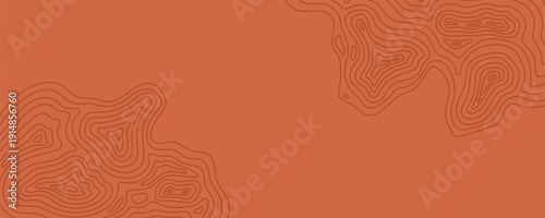 Brown Line Topographic Landscape Map Background. Topo Mountain Map Bg. Topography Contour Terrain Relief Graphic. Vector Illustration Space for Text