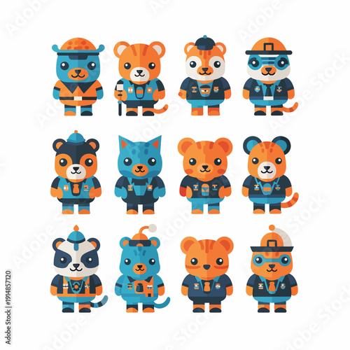 Cartoon Animal Characters in Uniforms