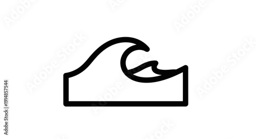 Minimalist black wave icon illustration on white background, vector design style