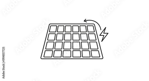 Minimalist graphic of a solar panel generating clean energy for a brighter future