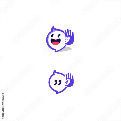 Creative Speech Bubble Mascot eavesdropping Character With Hand Listening Ear For Communication Service And Feedback