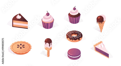 Isometric Sweets: A Collection of Delicious Desserts in a Stylish, Clean Arrangement
