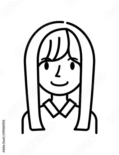 ベクターイラスト素材：笑顔の若い女性アイコン