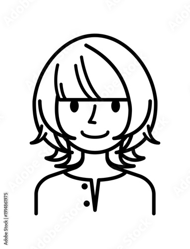 ベクターイラスト素材：笑顔の若い女性アイコン