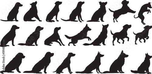 Wallpaper Mural Vector illustration set of dog silhouettes designed as clean solid black shapes suitable for illustration use. Torontodigital.ca