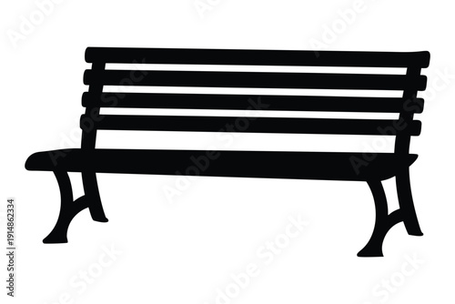 Park bench silhouette vector, wooden park bench black silhouette. vector illustration