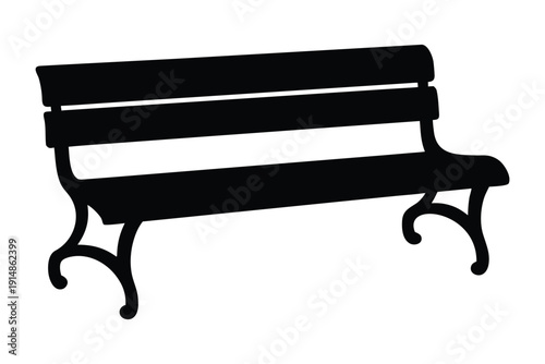 Park bench silhouette vector, wooden park bench black silhouette. vector illustration
