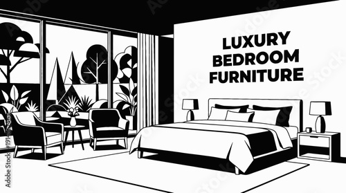 luxury bedroom furniture interior decoration design in elegant home apartment space with bed table chair lighting decor comfort residential