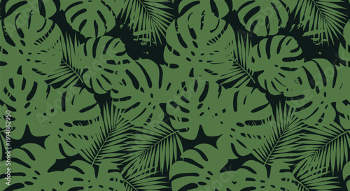 Tropical leaves pattern viewed from directly above in a lush botanical setting