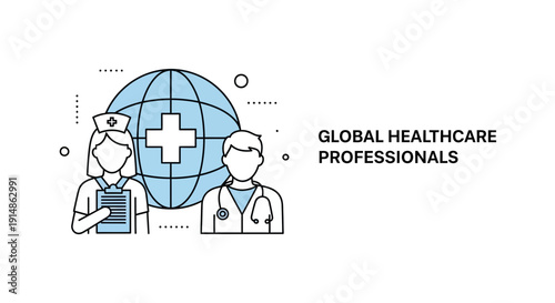 Global Healthcare Professionals and World Health Symbol