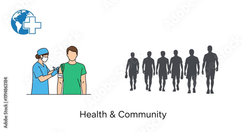 Vaccination and Community Health Concept with Global Healthcare Icon