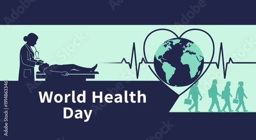 World Health Day: Global Healthcare, Medical Check-up, Heartbeat, Doctor, Patient, Earth