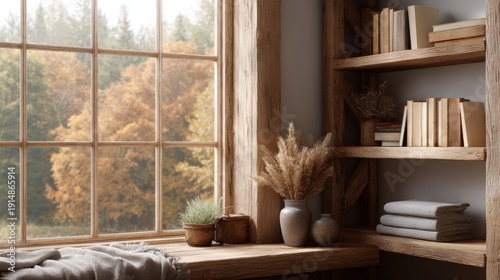 Cabin bookshelf background interior retirement home