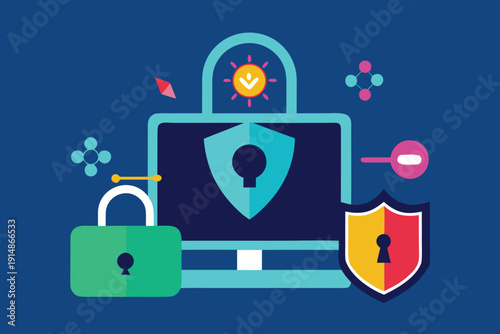 Cyber attack prevention vector illustration