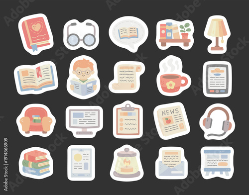 Reading set in scandinavian style showing books furniture lighting devices media study learning home education lifestyle newspaper checklist presentation candle