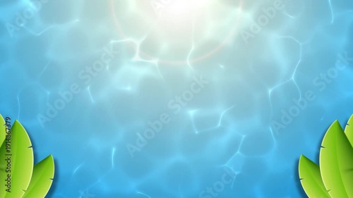 Tropical summer animation with palm tree , sun flare, and relaxing atmosphere