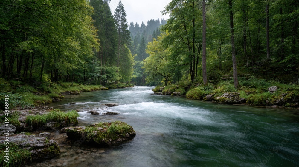 Fototapeta premium beautiful river in the green forest