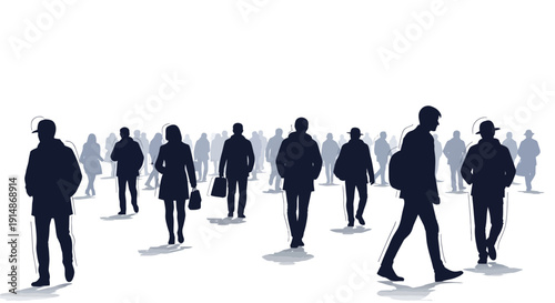 Silhouetted Business People Walking in Various Directions.
