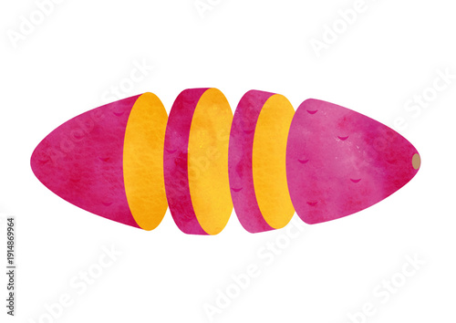 さつまいものイラスト 白背景｜芋、食べ物、野菜、ポップ