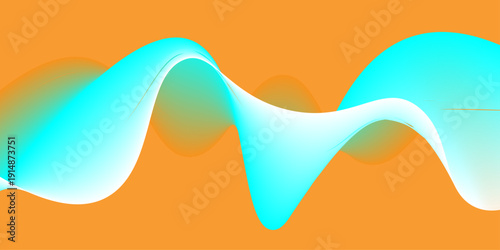 abstract fluid wave background with cyan blue gradient flowing liquid shapes on vibrant orange backdrop modern design