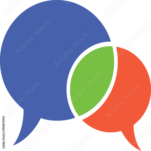 Colorful speech bubbles in blue, green, and red, for communication and dialogue concepts