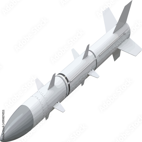 High-speed missile in mid-flight trajectory over a neutral background Vector