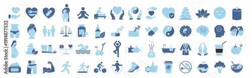 Beauty and wellness thin line icon set for health, mindfulness, balance and self care. Editable stroke vector pictograms of skincare, spa, fitness and relaxation on transparent background