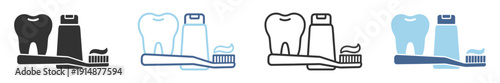Dental hygiene icon set, tooth toothpaste and toothbrush, oral care and dentist vector illustration isolated on transparent background