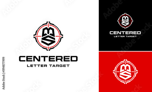 Centered stylish letter M S measurable direction tactical circle precise vector logo design, Creative geometric initial MS mouse up down template logo design