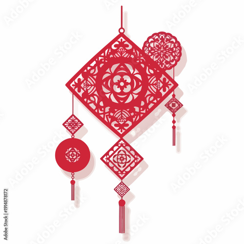 Chinese paper cut ornament illustration