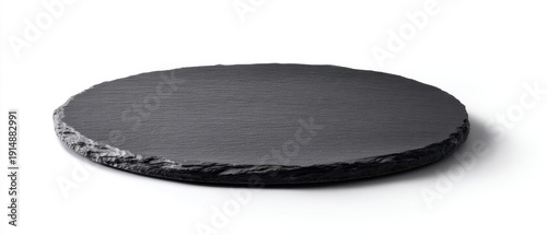 The slate serving platter with rough edge on white background for food styling