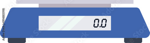 Libra scales icon digital weighing machine vector, Digital dial scale with a clear glass platform displaying zero grams mass measurement equipment vector Illustration.