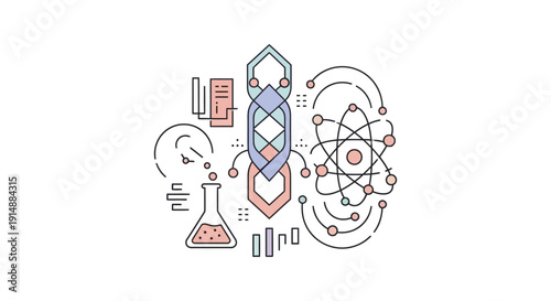 Scientific Illustration: A Vector Graphic Depicting Elements of Chemistry and Biology