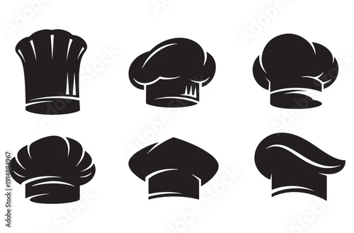 Professional chef hat collection featuring various culinary headwear styles for restaurant kitchen staff bakery workers catering experts and pastry chefs for food industry branding