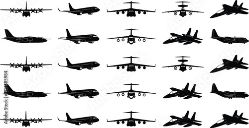 Large collection of aircraft silhouettes including 