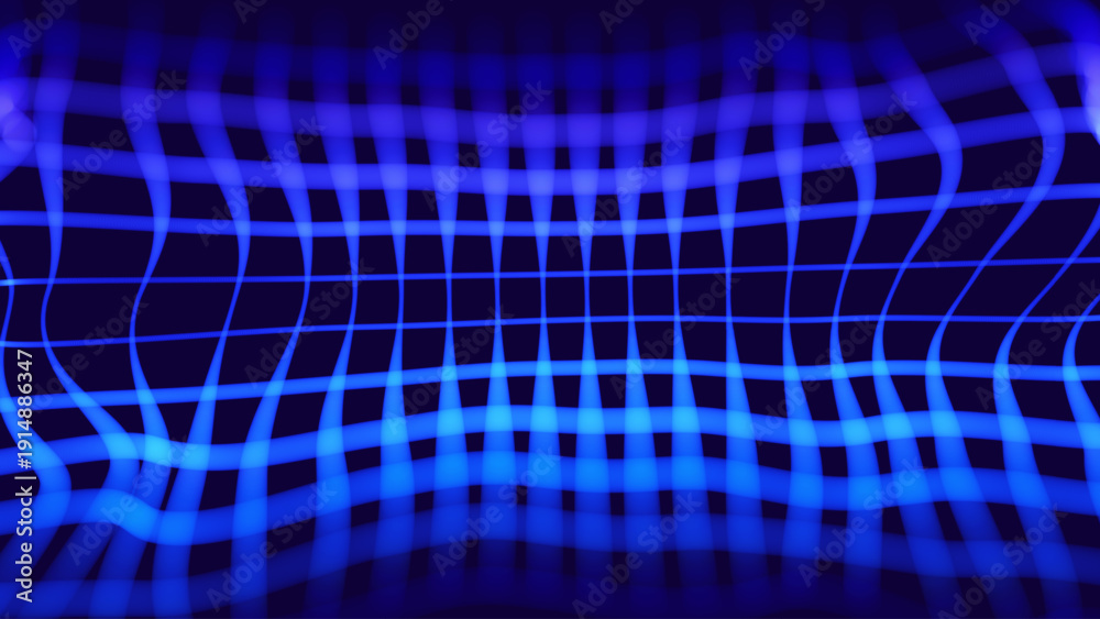 Naklejka premium Abstract Technology Background With Blue Digital Grid Wave Pattern Vector Illustration