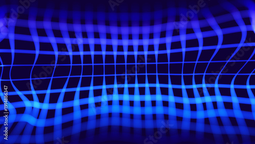 Abstract Technology Background With Blue Digital Grid Wave Pattern Vector Illustration