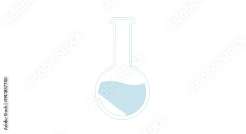 Minimalist representation of a laboratory flask with a liquid inside, on a white background