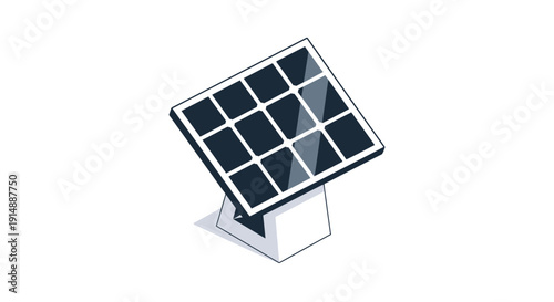 Minimalist solar panel icon for sustainable energy and renewable resources illustration