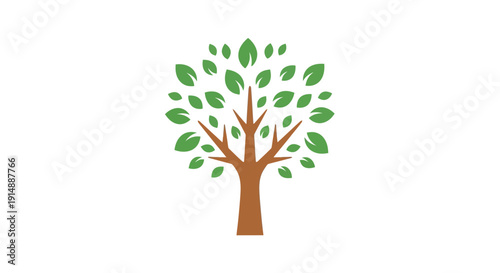 Minimalist tree graphic illustration isolated on a white background, concept of nature