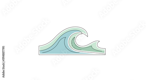 Minimalist wave illustration depicting ocean movement, perfect for design usage and print