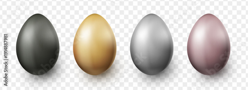 Easter egg set. Black, golden, silver and rose metallic elements