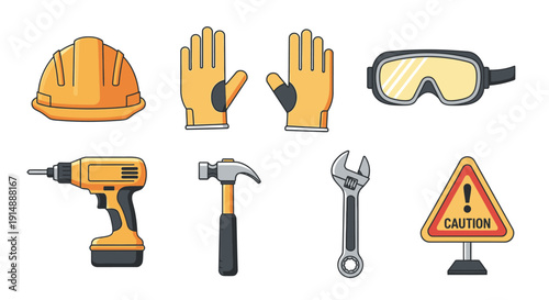 Collection of Safety Equipment and Tools for Industrial Work