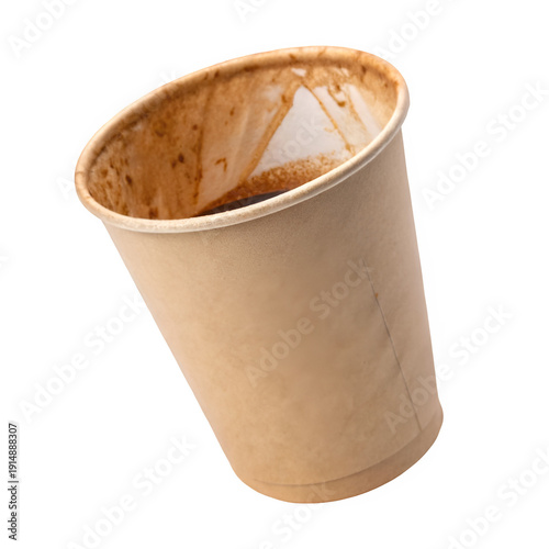 Takeaway brown paper coffee cup isolated on transparent background