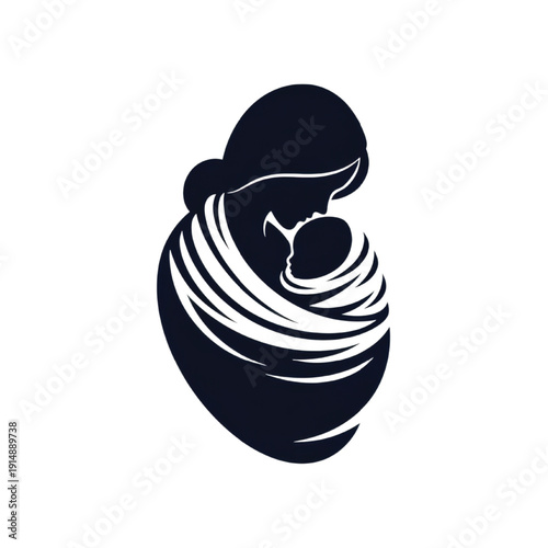 Vector illustration of a mother holding her baby isolated on transparent background