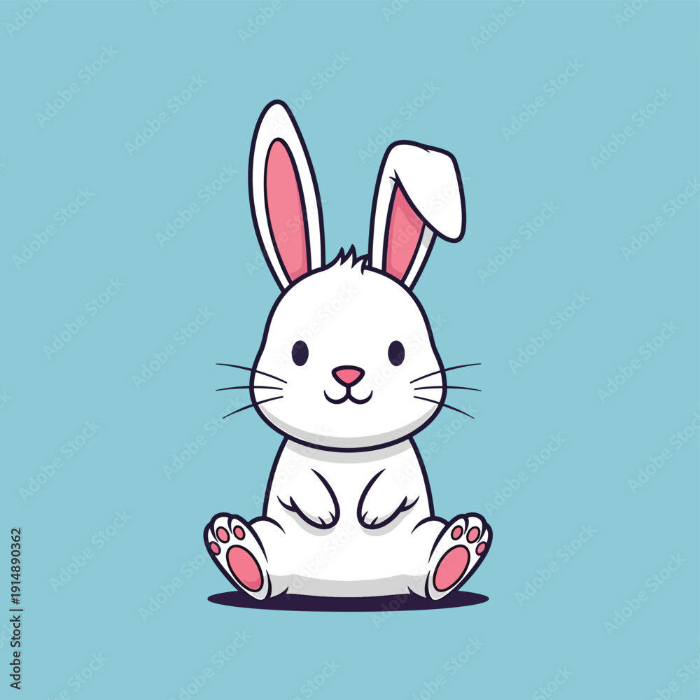 Fototapeta premium Cute White Rabbit Sitting