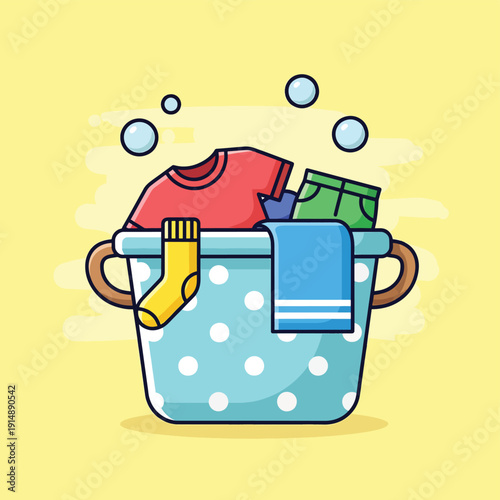 Laundry Basket with Clothes