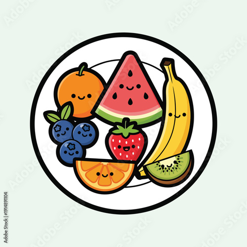 Happy Fruits on Plate