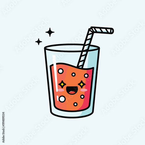 Cartoon Glass of Pink Lemonade