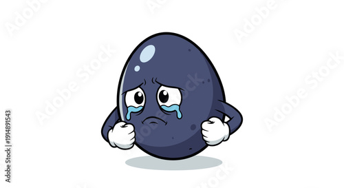 A sad, crying olive character with a gloomy expression and tears streaming down its face, looking utterly distressed and heartbroken